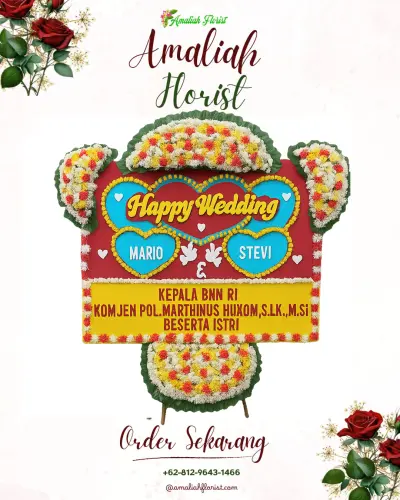 Karangan Papan Bunga Pernikahan di Buliide